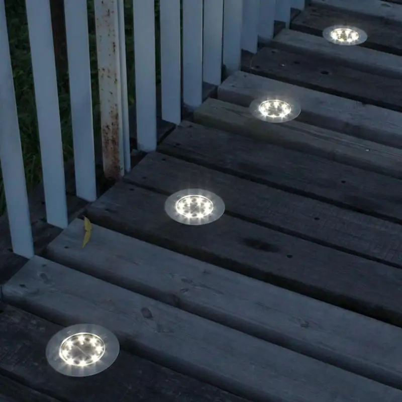 Солнечный 8LED подземный водонепроницаемый напольный светильник Наружное