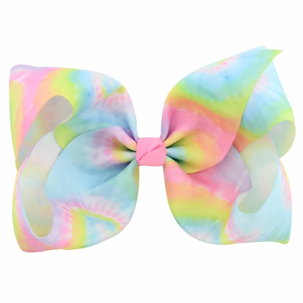 Модная 8 дюймовая заколка с большим бантом и принтом бабочки в горошек радужная