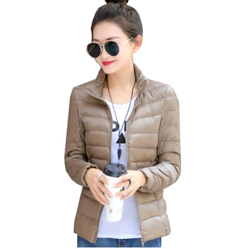Модный белый пуховик на утином пуху для женщин новинка 2017 зима-осень большой