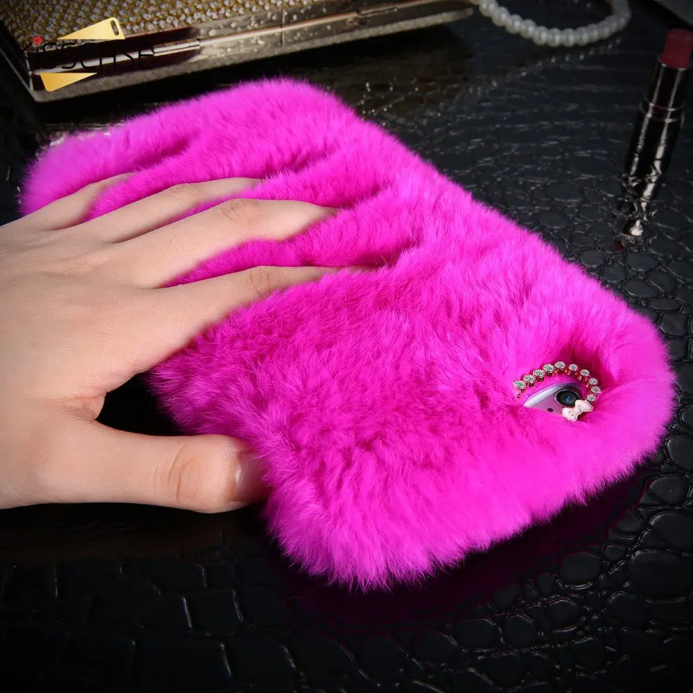 Kisscase кролика плюшевые пушистые чехол для Чехол на айфон 5 iPhone 7 чехлы 6 6s Plus 5S Bling
