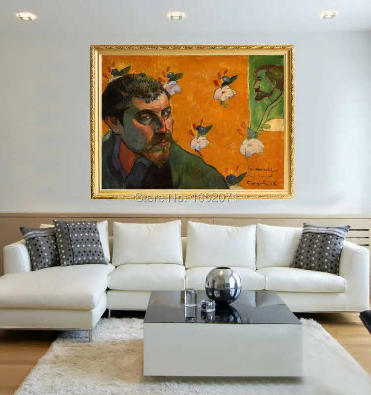 

Strong Painter Team 100%Hand-painted Paul Gauguin Self-Portrait Dedicated to Vincent van Gogh Oil Painting On Canvas for Decor