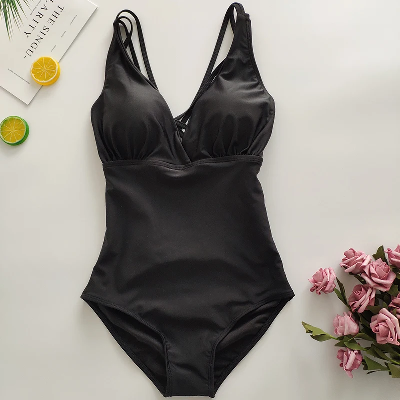 Женский сплошной купальник с чашками пуш-ап и открытой спиной | Спорт развлечения