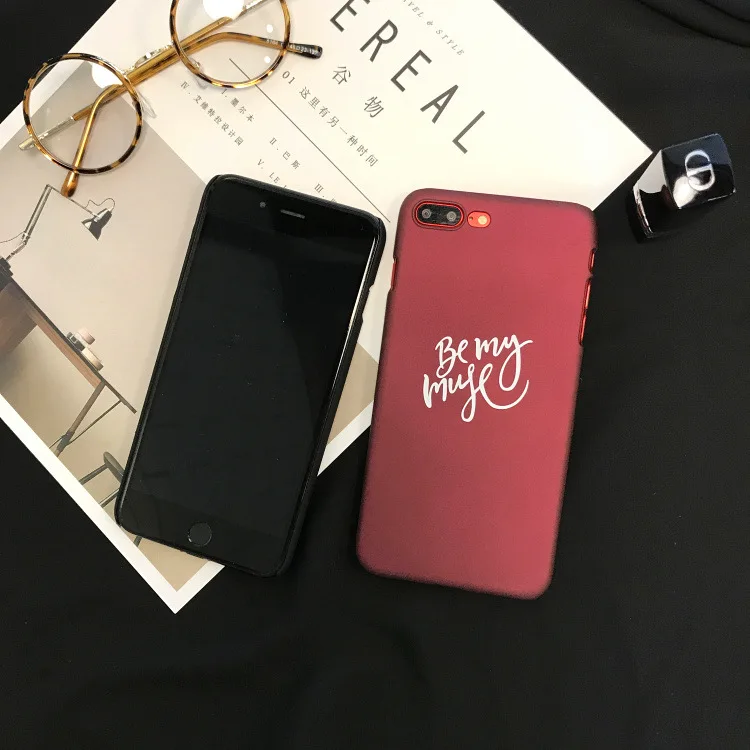 Простой Черный винно красный чехол для iPhone X XR XS Max 6 S 7 8 Plus полупакет Жесткий ПК