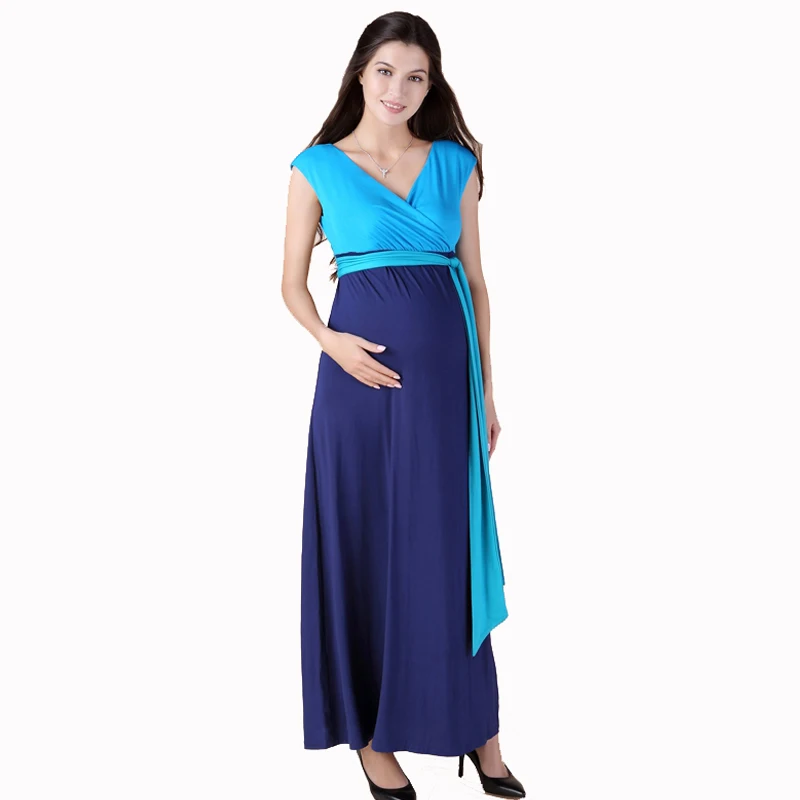 Высокое качество летнее S-3XL Tencel длиной до щиколотки платье для беременных