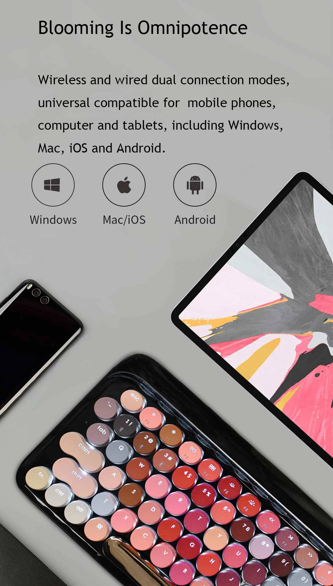 Xiaomi Dot Беспроводная Bluetooth клавиатура Очаровательная игровая механическая клавиатура светодиодная подсветка для Iphone huawei samsung Ipad планшетов
