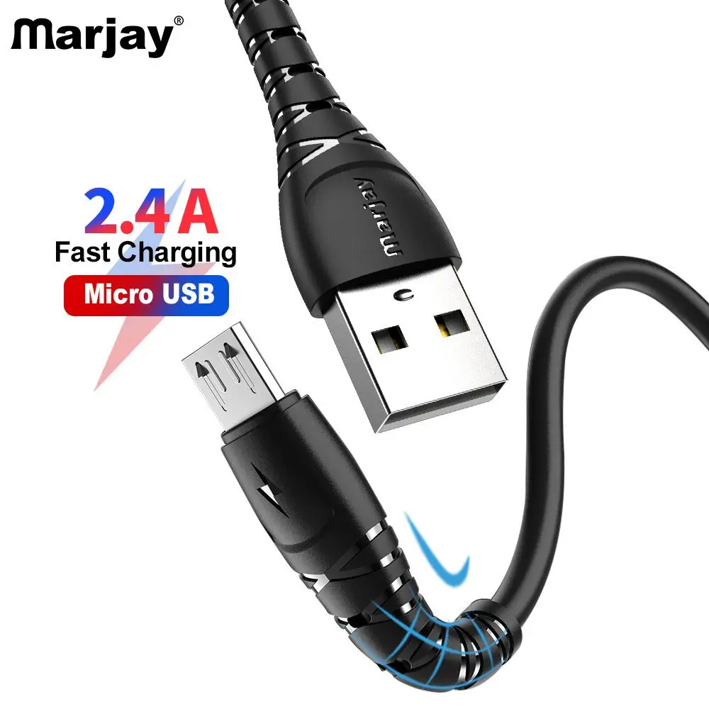 Marjay 2.4A Micro USB Cable 3M 2m Fast Charging Charger Cable For Samsung S7 Xiaomi Redmi Note 5 7 Pro Tablet Mobile Phone Cord