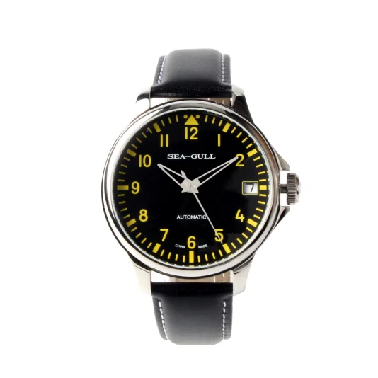 Black Dial Чайка 44 мм циферблат автоматический китайский большой пилот Часы Commander арабские цифры с датой море-Чайка D819.552 - Цвет: Black Dial