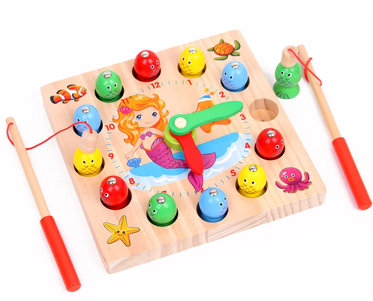 Logwood детская игрушка Learninga и образование деревянные часы игрушка игра в рыбалку Nixie часы цифры время Смешные гаджеты интересные игрушки