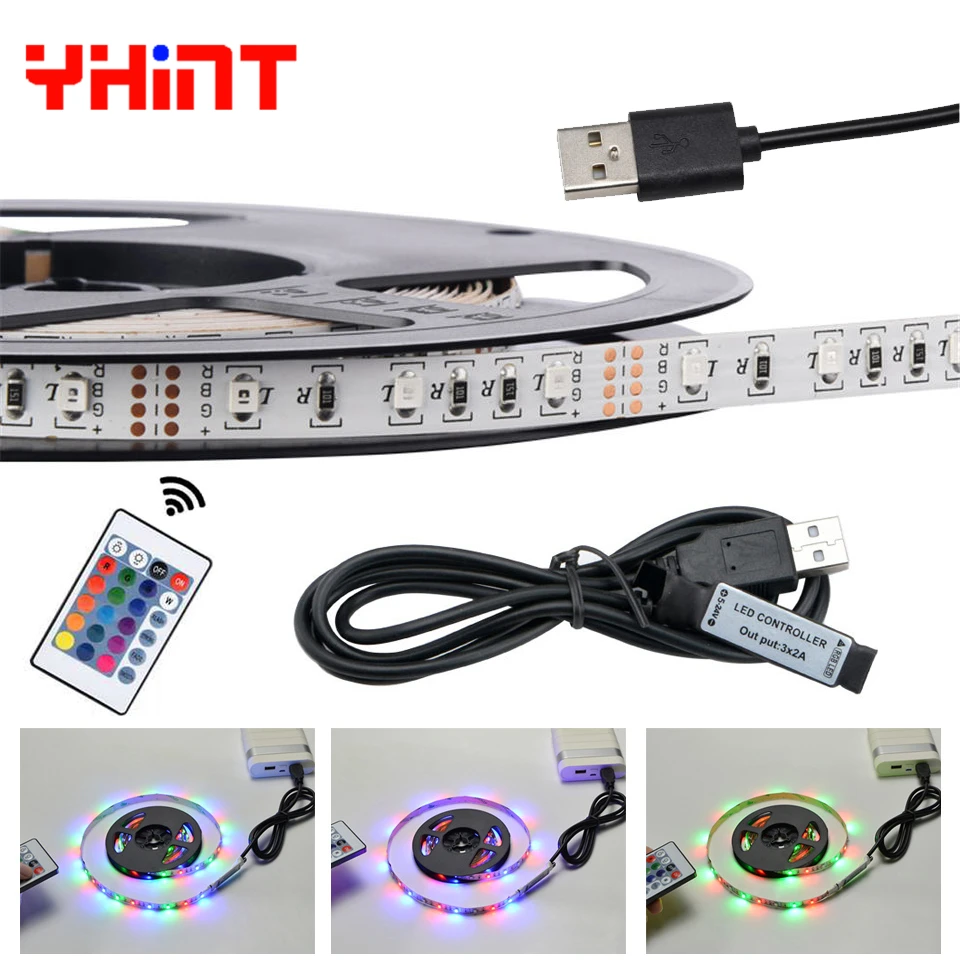 5 в USB мощность 3528/2835 60led/m RGB SMD Светодиодная лента 0 м 30led 1 60led 2 120led полоса ТВ