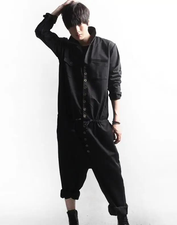

S-4XL HOT / Spring Male New Fashion Jumpsuits Overalls Loose Conjoined Straps Trousers