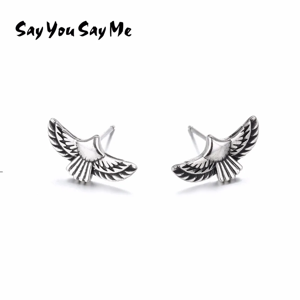 Say You Me серьги-гвоздики с перьями серебро 925 пробы серьги птицами аксессуары в