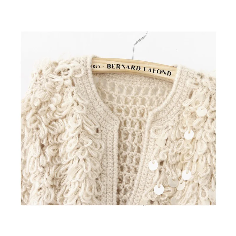 SCSECH Autumn Mohair Wool Knitting Circles Knitted Cardigan Winter Fashionable Fashion Women Short Sweater Coat S8D97 |