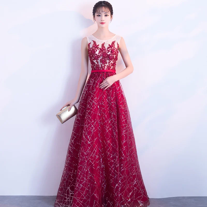Vestidos de Fiesta A line Формальные вечерние Gwon О образным вырезом Длинные Выпускные платья