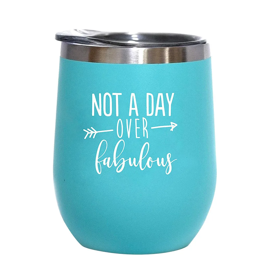 

Birthday Wine Glass | 12 oz Mint Stainless Steel Stemless Wine Tumbler with Lid