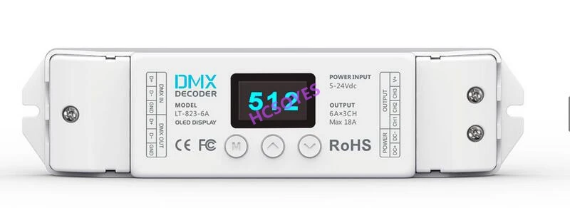 LTECH 3-way постоянного напряжения DMX декодер LT-853-6A/LT-851-6A/LT-851-5A/LT-823-6A контроллер DMX-PWM 6A *