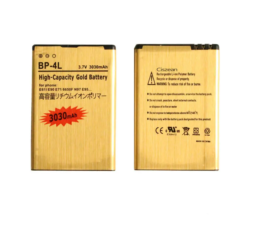 Ciszean 10 шт. 3030 мА/ч BP 4L Золото Замена Батарея для Nokia E61i E90 6650 E63 E71 E72 E73 N97 E95 6790 E52 E55 6760