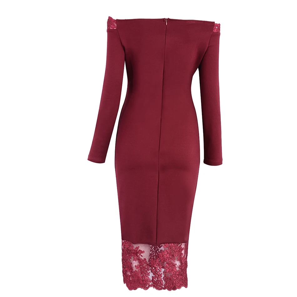 Seamyla, новинка, женское Бандажное платье, Vestidos, с вырезом лодочкой, кружевное, для знаменитостей, вечерние, сексуальное, винно-красное, черное, облегающее, Клубное платье