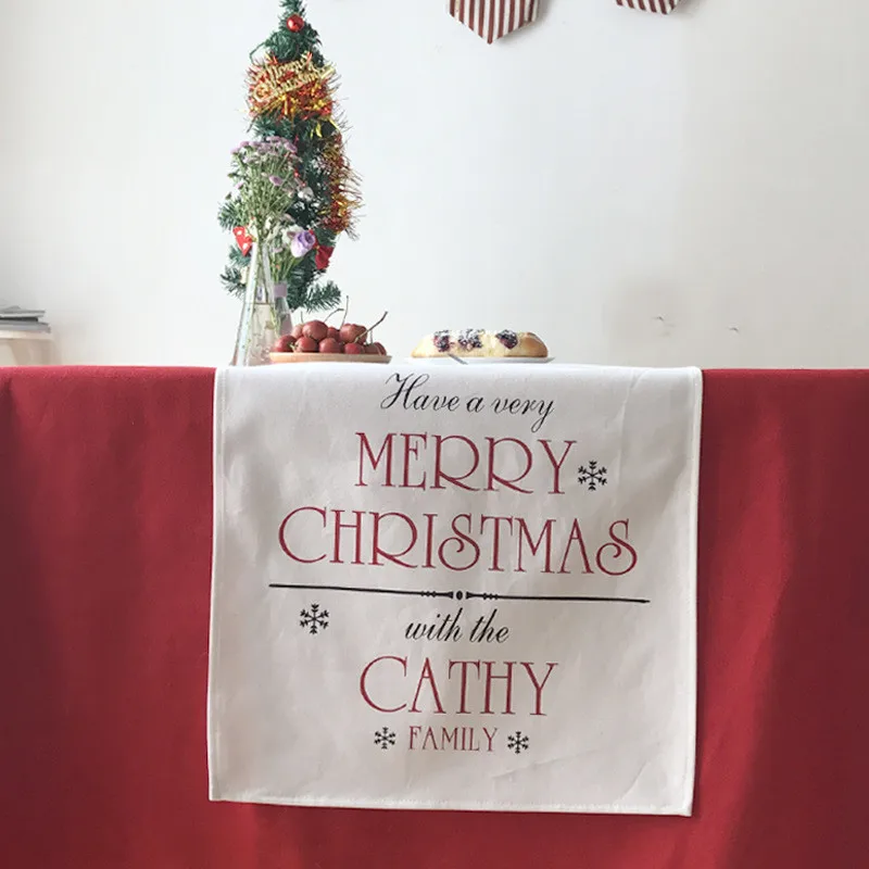 

BZ392 European Christmas theme table runner table cloth soft fabrics linen and cotton home textile holiday gift