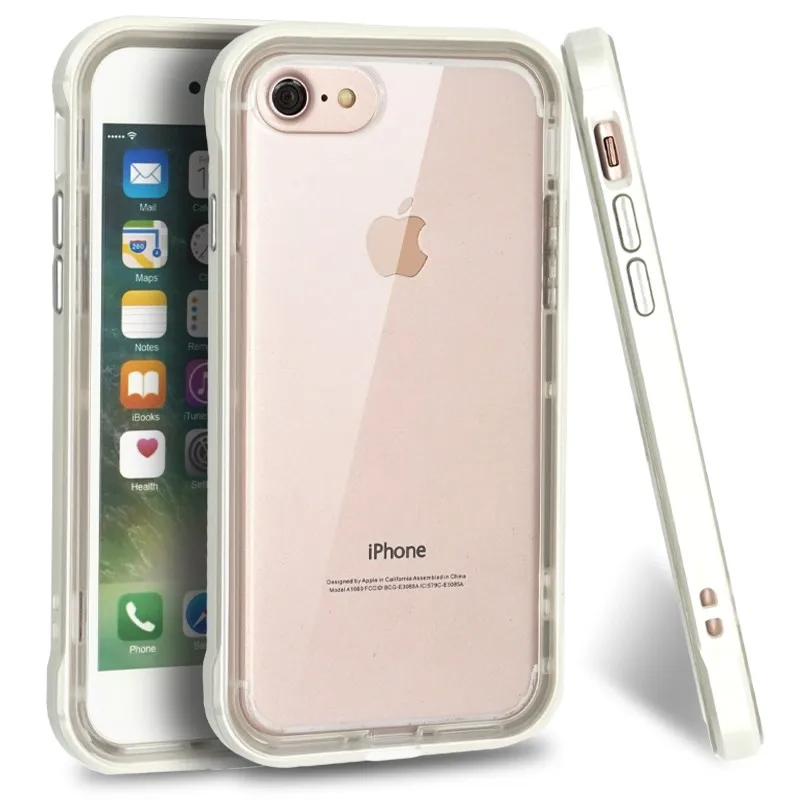 White Case Cover Чехол Portefeuille для iPhone 7 plus, противоударный, PC, TPU, защитный, ударопрочный, роскошный, золотой, чехол для телефона 7 plus, Coque, аксессуары - Цвет: White Case Cover