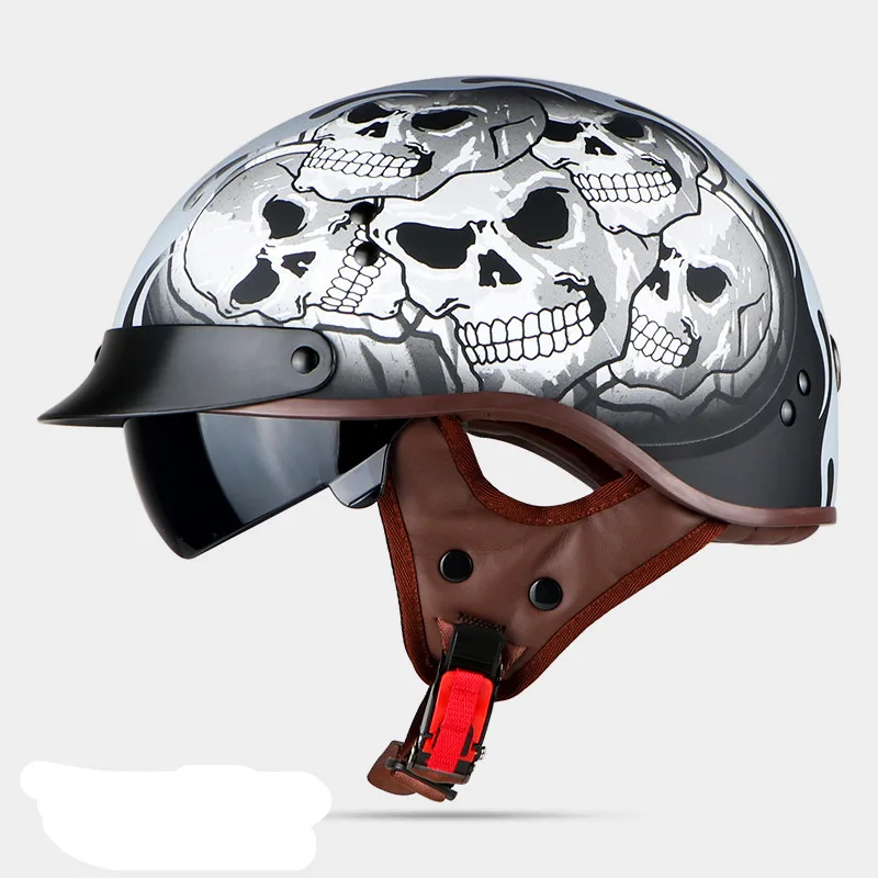 Model 8 TORC T55 винтажный полушлем летний мото rcycle шлем Ретро скутер шлем Lucky 13 Cool Skull moto casco DOT утвержден capacete - Цвет: Model 8