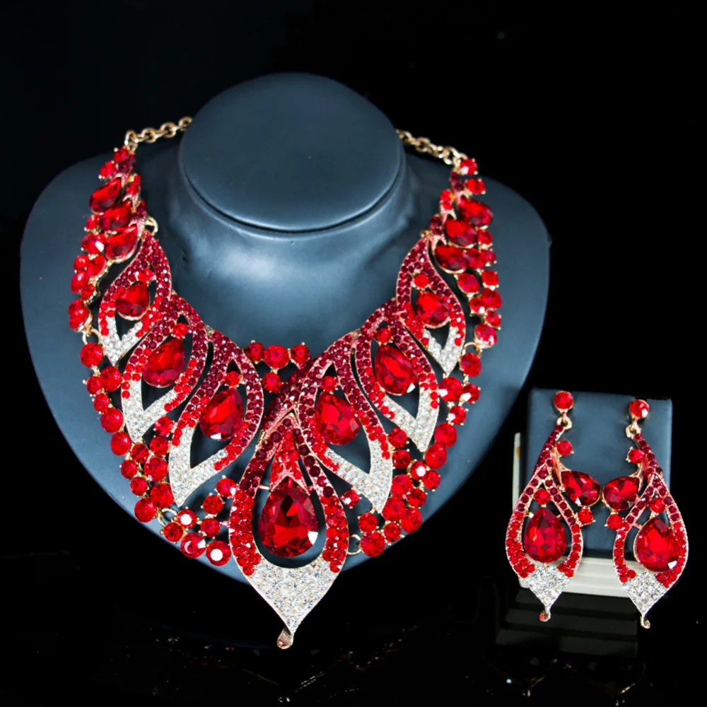 LAN PALACE 2019 new glass stone necklace and earrings Jewelry Sets for America women party Anniversary wedding free shipping | Украшения и