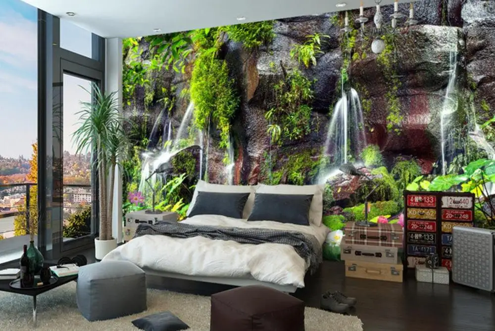 customize wallpapers for home walls 3d Living room bedroom Garden landscape waterfall HD wallpaper TV background wall | Обустройство