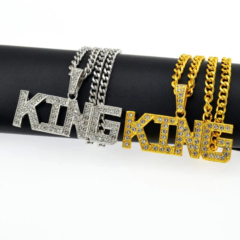 Cross-border new hip hop pendant European and American fashion men's KING letter necklace manufacturers