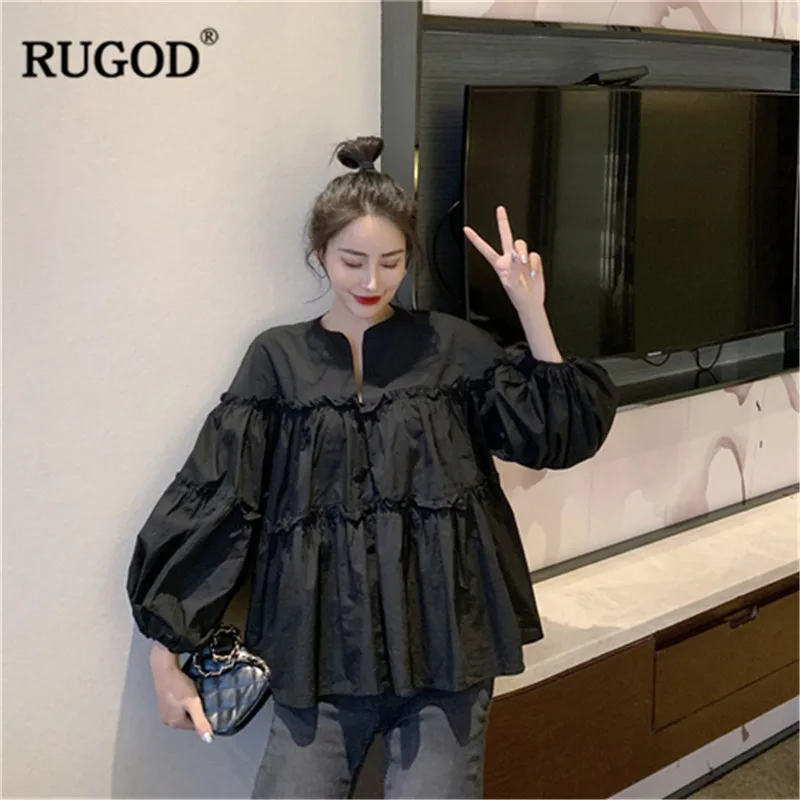 Женская Свободная блузка RUGOD в Корейском стиле со складками и