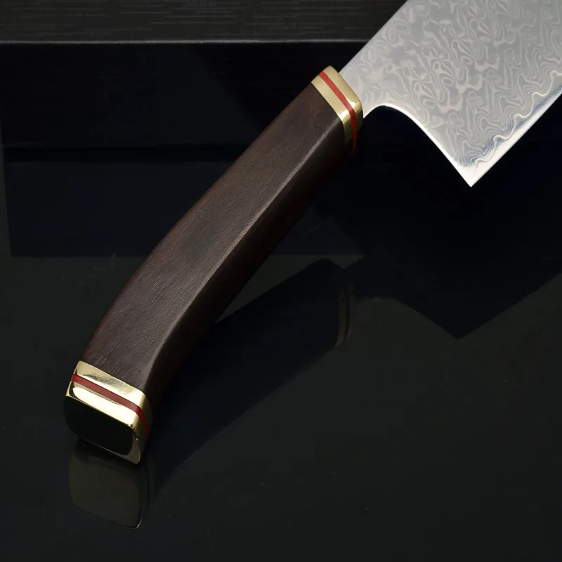 Японские ножи накири кухонный японский VG10 Дамасская сталь деревянная ручка