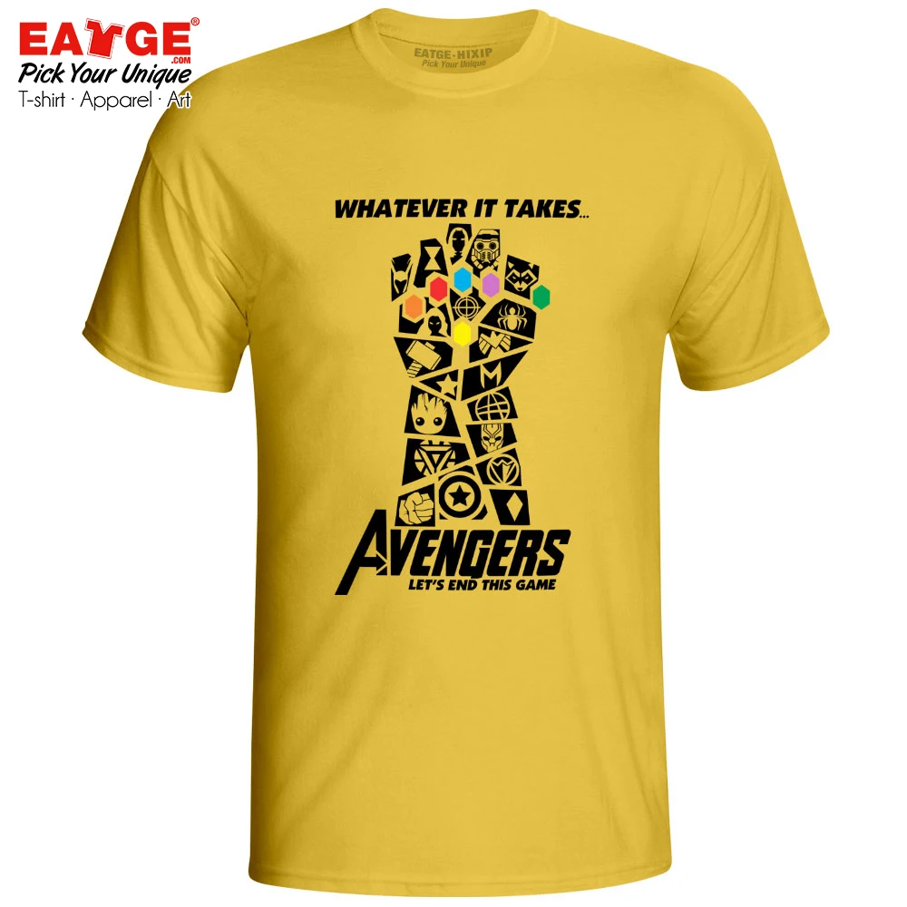 Design1-Yellow Мстители 4 эндгейм футболка чудесная Бесконечность Конец Войны Игра танос футболка новинка футболка EATGE хлопок белый серый для мужчин и женщин тройник - Цвет: Design1-Yellow