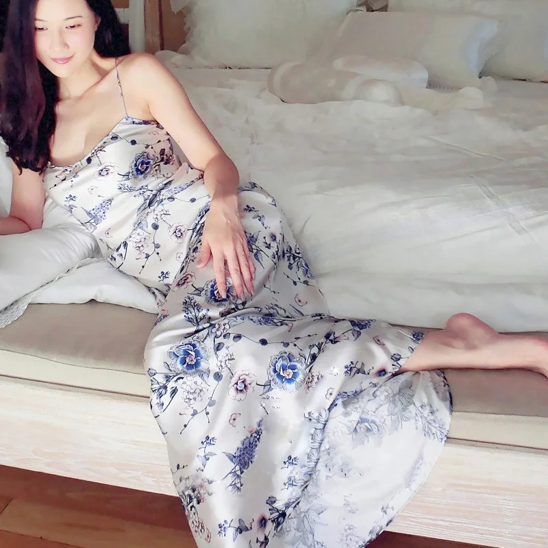 Женский шелковый халат с цветочным принтом комплект из 2 предметов Элегантная