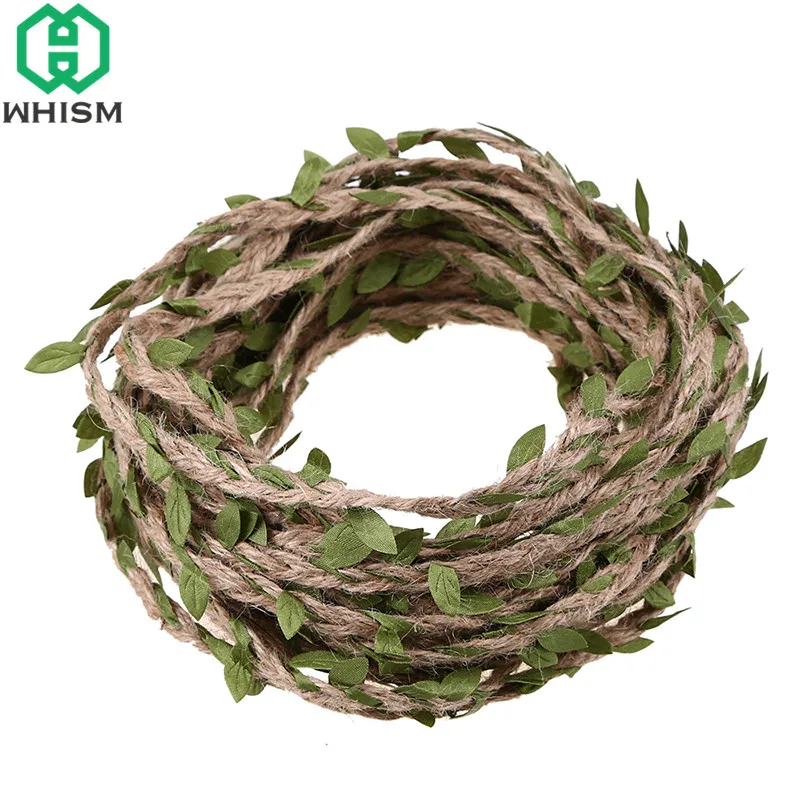 WHISM 10 м поддельные зеленые листья гирлянды пеньковая веревка искусственная Цветочная лоза плющ, ротанг для украшения свадебной вечеринки самодельные цветы венок