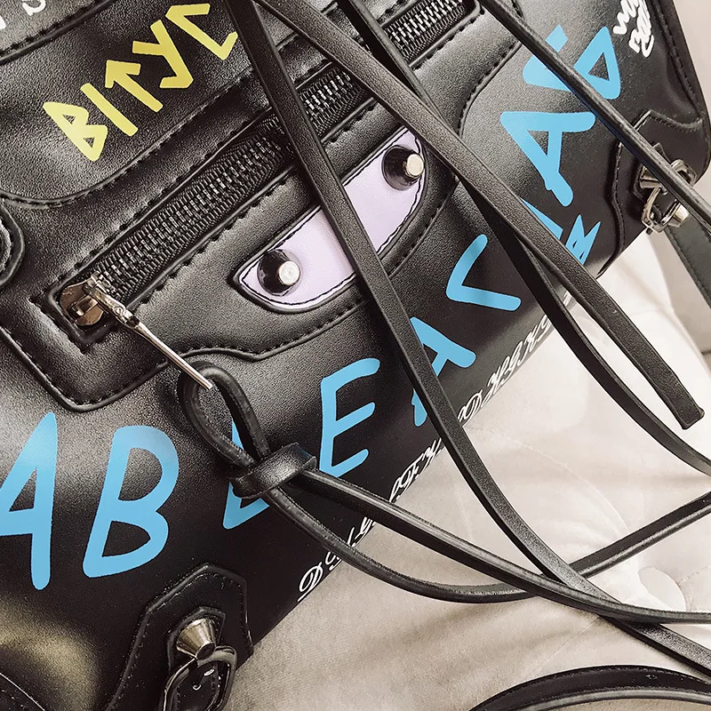 Ray Boom Brand Design Panelled Women Handbags Fashion Trend Graffiti Girl Shoulder Bags High Quality PU Leather Feminina | Багаж и сумки