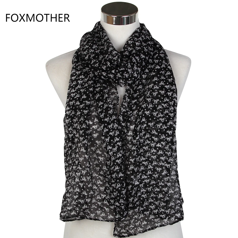 FOXMOTHER новый легкий мягкий для девочек черный темно синий Кошачий шарф детей|cat