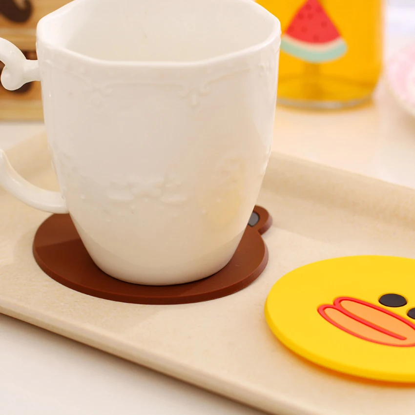 1 Pc Silicone Dining Table Placemat Coaster Kitchen Accessories Mat Cup Bar Mug Cartoon Animal Drink Pads | Дом и сад