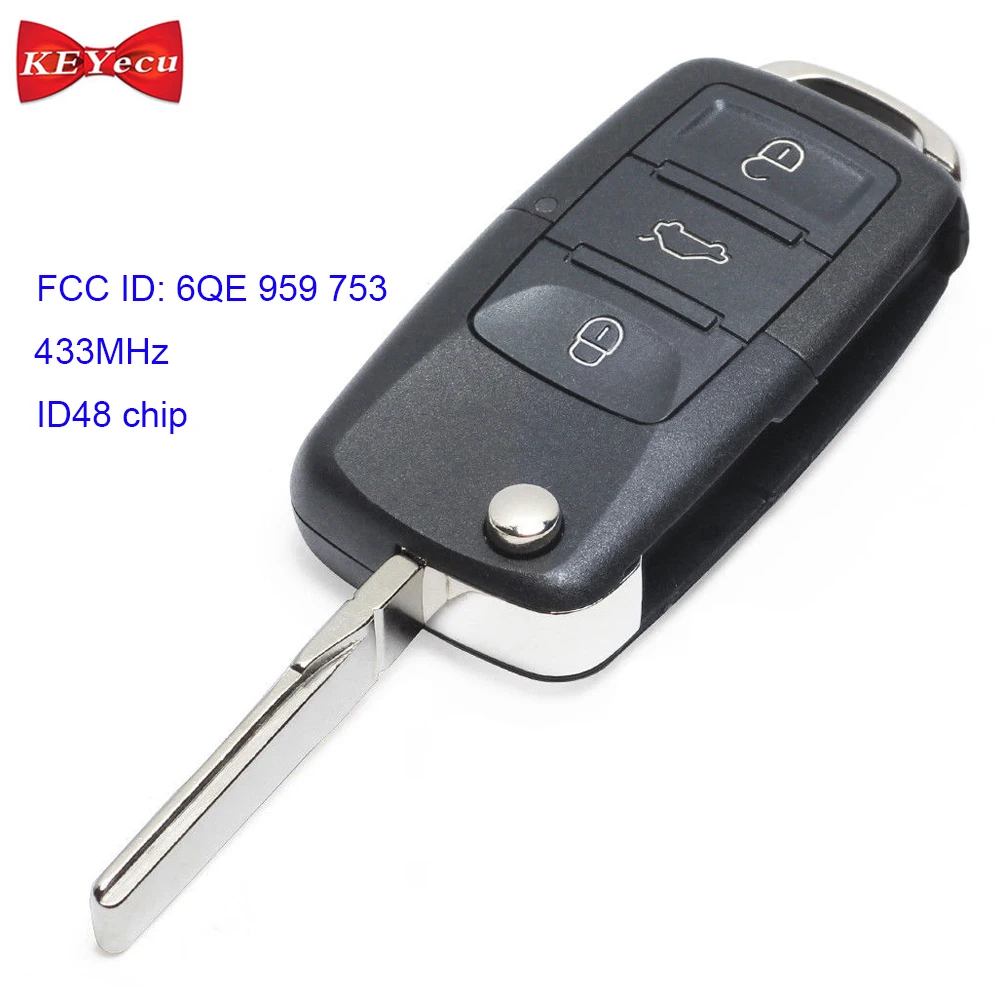 Пульт дистанционного управления для Volkswagen Fox Gol Sharan Saveiro 433 МГц чип ID48 FCC ID 6QE 959