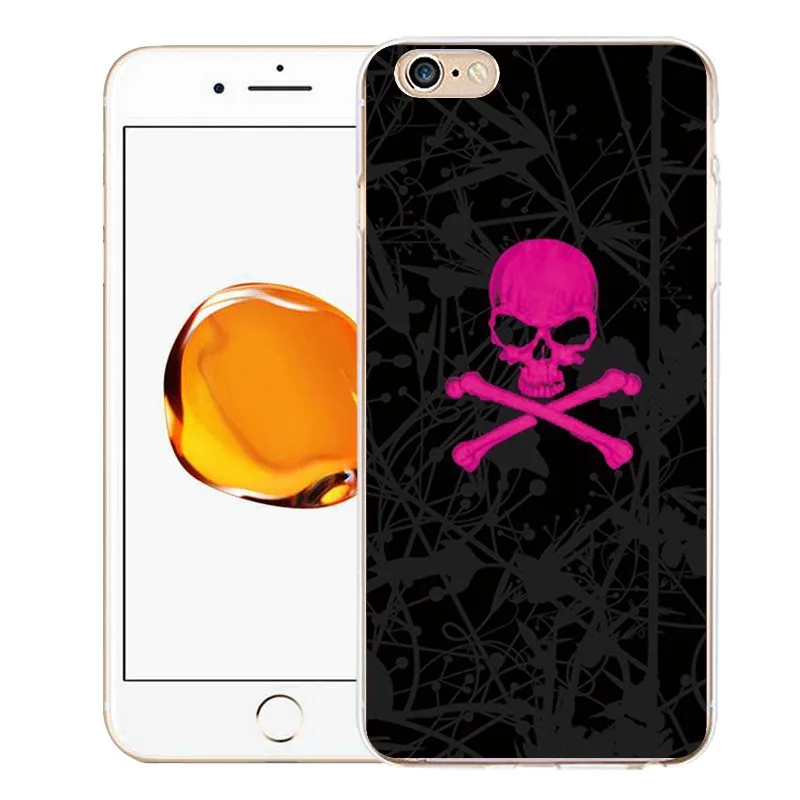 Qmswei ТПУ Ясно Телефон чехол для iPhone 6 6S 7 8 Plus x милые мягкие Череп Окрашенные