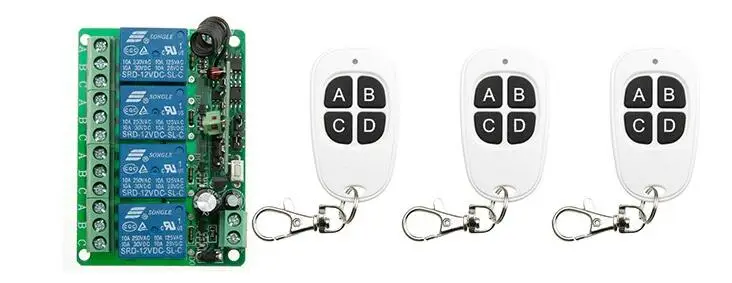 DC12V 4CH 10A RF беспроводной переключатель системы дистанционного управления teleswitch 3
