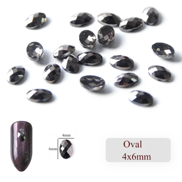 4x6mm Oval 10 шт., треугольные 3D Подвески в форме звезды, капли воды, Черный Кристалл, дизайн ногтей, стразы, сделай сам, с плоским дном, для маникюра, ювелирные изделия с алмазами, CH724 - Цвет: 4x6mm Oval