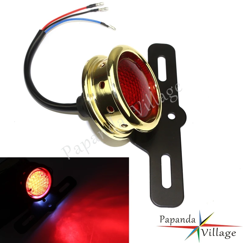 Brass Motorcycles Custom Tail Light Rear Brake Stop Lamp License Plate Bracket Mount for Harley Choppers Bobber Cafe Racer |