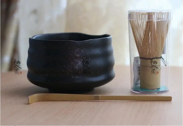 Японская ручная работа яркий подарок чаша венчик Maccha черная чайная ложка