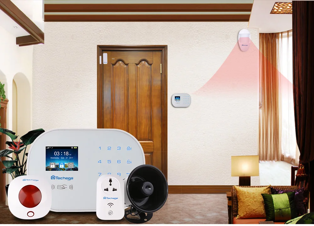 Techage S6 GSM GPRS PSTN Беспроводная сигнализация, хост-панель, Домашняя безопасность для PIR детектор движения, умный датчик, система сигнализации, набор для самостоятельной сборки