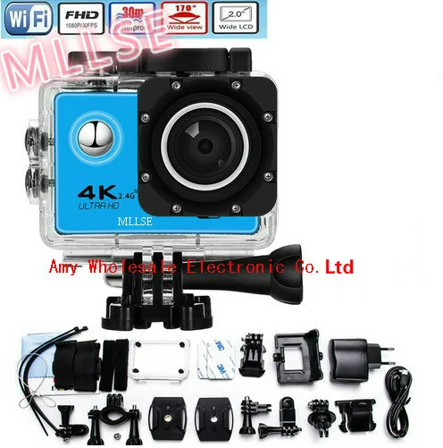 100% оригинальная 4K MLLSE go pro hero Спортивная Экшн камера 2 0 LCD 30 м Водонепроницаемая WiFi
