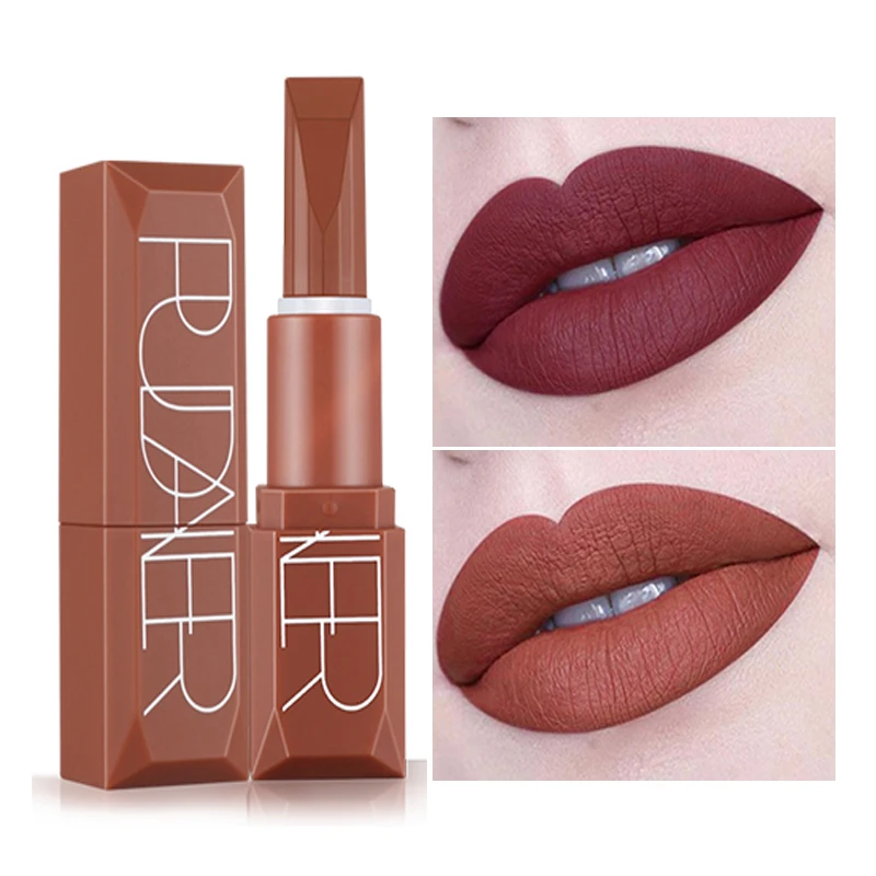 

Pudaier Matte Lipstick Earth Pumpkin Color Lip Tint Moisturizing Lip Stain Waterproof Lip Stick Nude Lips Makeup Tattoo Pigment