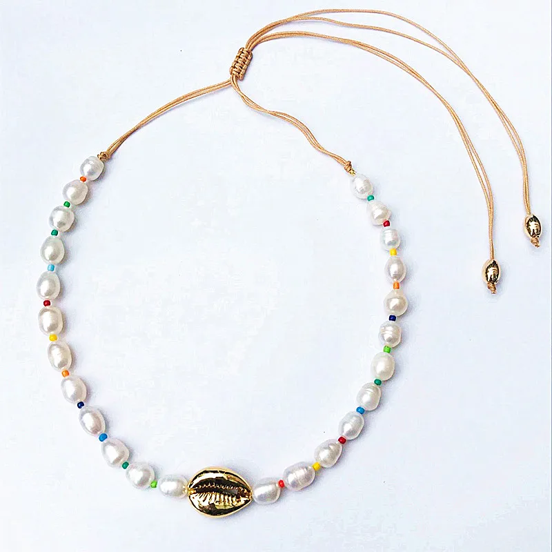 Boho Puka, натуральный Каури, ожерелье в виде ракушки, для женщин, массивные жемчужные барочные ювелирные изделия, колье-чокер, ювелирные изделия