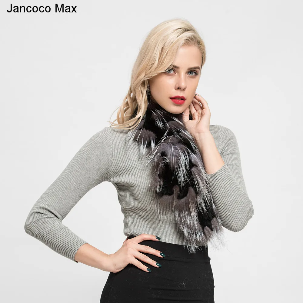 Jancoco Max новое поступление настоящий мех кролика и настоящий Лисий мех шарф женские модные стильные шали Осень Зима Глушитель S7179