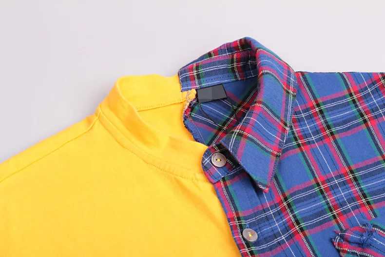 Twotwinstyle печатных плед летнее платье Для женщин длинная футболка мини рубашка