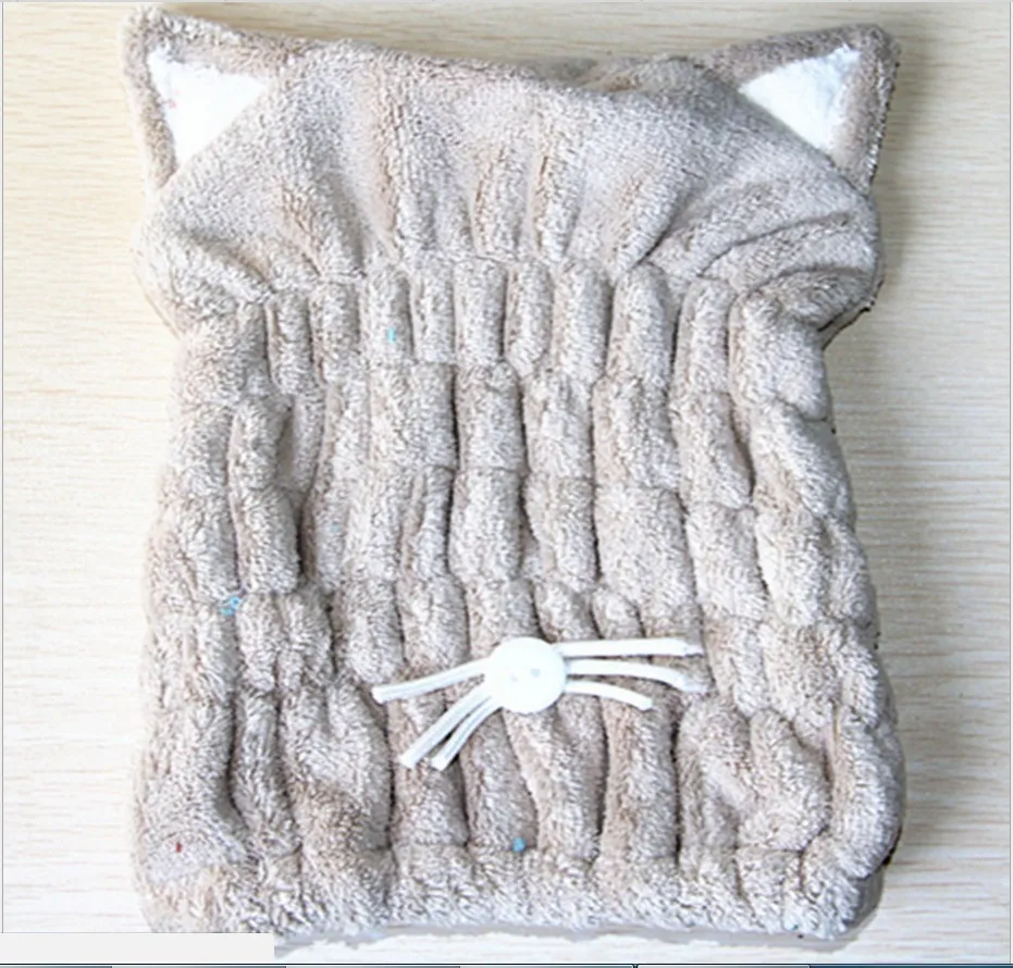 Коричневый Шапки шапочки для ванной сверхтонкие быстро сухие шапочки для волос аксессуары для ванной милые кошачий душ колпачок для волос полотенца для укутывания душа - Цвет: Коричневый