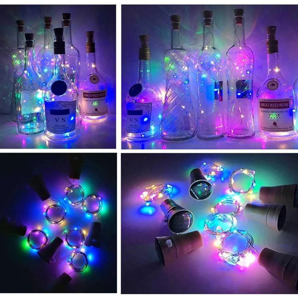6 шт. 1 м 10 LED модная на солнечных батареях бутылка для вина в форме пробки звездный