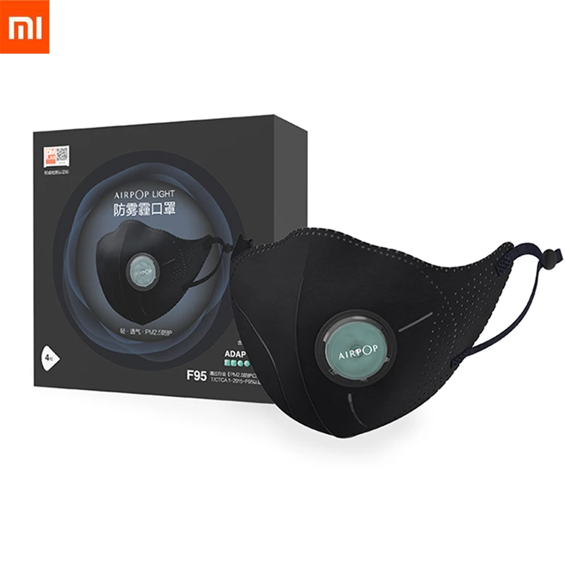 4 шт. Xiaomi AirPOP фильтр Анти-маска от дыма Анти-туман PM2.5 с вентиляционным клапаном долговечная удобная маска для лица для мужчин и женщин
